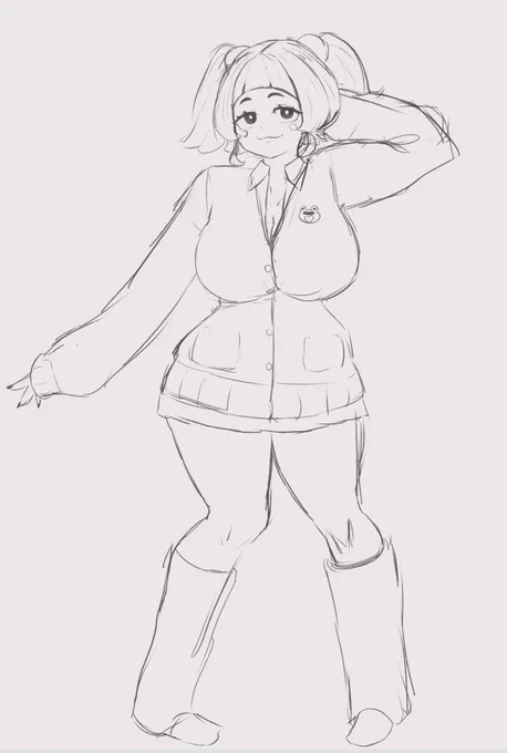Working through Female protag sketches, now she has name Kimie Kaguya, shortstack Gyaru obsessed with frogs, mecha piloting and her crush. air headed and positive it takes a bit for her brain to catch up with reality. #oc 