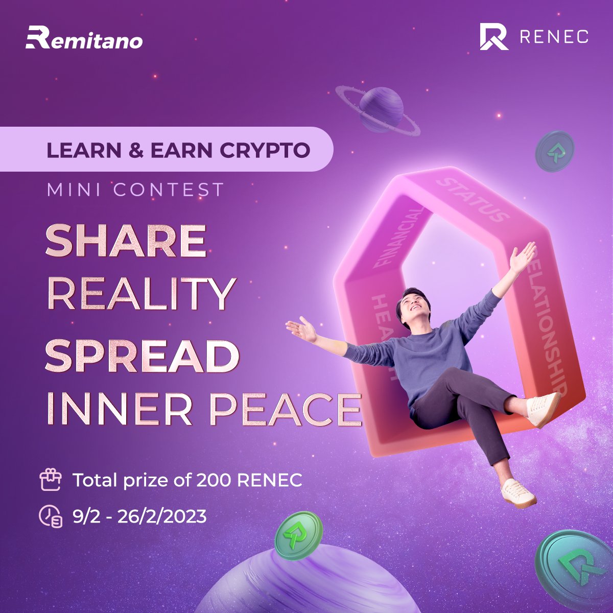 remitano's tweet photo. #ShareRealitySpreadInnerPeace Remember‼️ from Feb 9 to 26, you can participate in our #MiniContest! And have the great opportunity of winning some #RENEC! 200 #RENEC in prizes!😎Learn how to participate!
👇👇👇
https://t.co/MIySXUKQDp
#RemitanoLearn #Understandingyourinnerself https://t.co/DE8If8eiG0