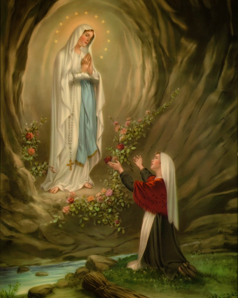 TempusFugit4016's tweet image. Our Lady of Lourdes (1858)

On February 11th, the Blessed Virgin appeared eighteen times to Bernadette Soubirous in Lourdes, France, and encouraged her by example to pray the Rosary. On March 25th, when Bernadette asked for her name, she replied: "I am the Immaculate Conception."