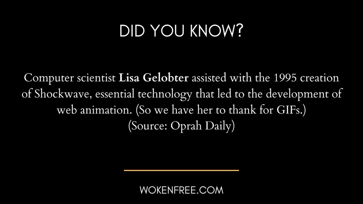 WokeNFree's tweet photo. It all started with a computer scientist named Lisa Gelobter!
.
.
.
#womeninstem #stemwomen #stem #womenintechnology #womenintech #womenofstem #womenincomputing #womenincoding #womenincs #womenincomputerscience https://t.co/II9FSu4Wk0