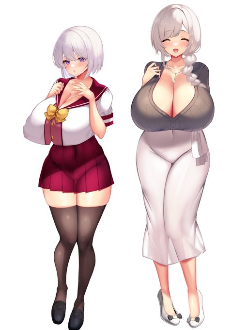 冷静無口でクールな巨乳娘 と おっとりあらあら爆乳ママです 