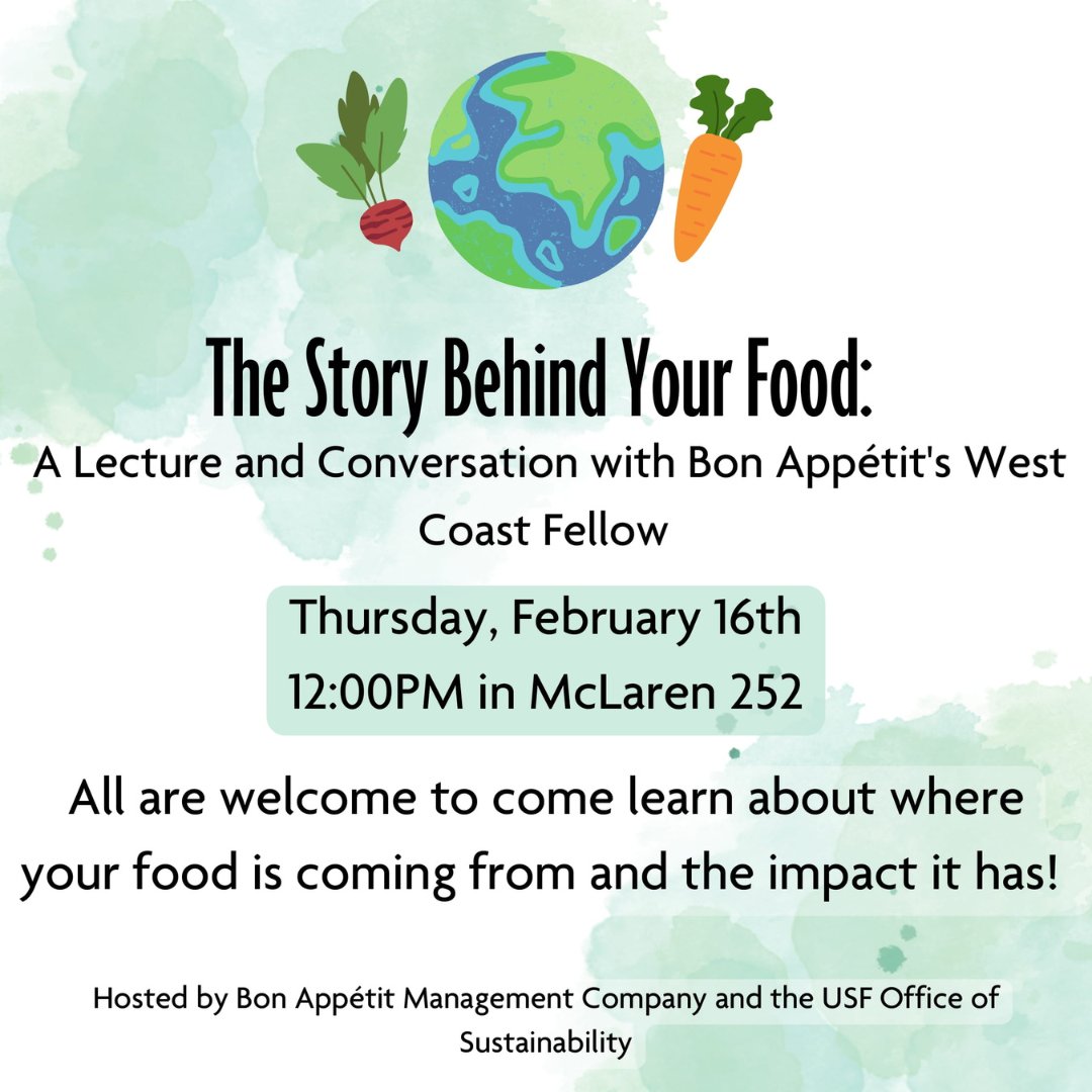 Expand your consumption awareness at "The Story Behind Your Food: A Lecture and Conversation with Bon Appétit's West Coast Fellow" 🍽️ Details below👀