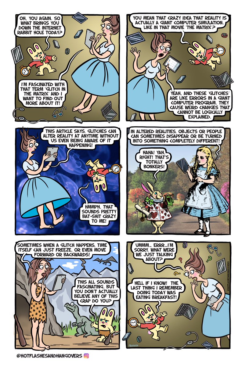 The ‘glitch in the matrix’ thing has really fascinated me lately, so I had to do a comic about it! Now quickly! SAVE THIS COMIC 👈 because you might not remember that you just read it!!! 🫠🫥🤪🤓

#cartooning #cartoonist #cartoonists #cartoonish #dailycomic #comicstrip