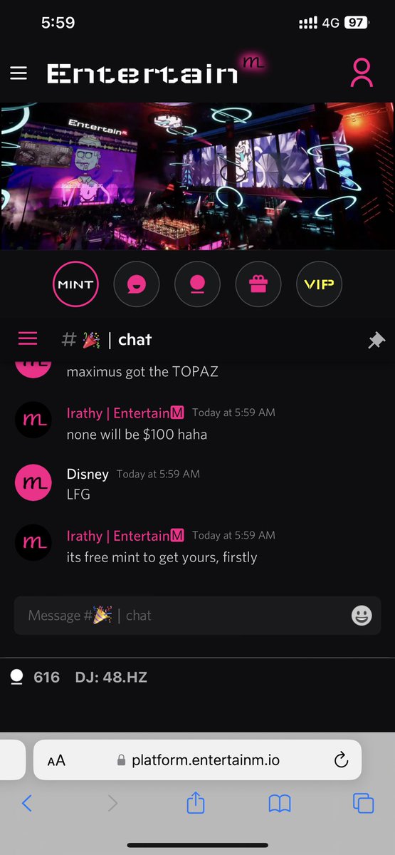 whyme_888's tweet photo. Attending @entertainm_io the biggest ever organised Metaverse Party. It was 3:00-6:00am in my timezone. 616 clubbers in total! https://t.co/WqZldT2HRH