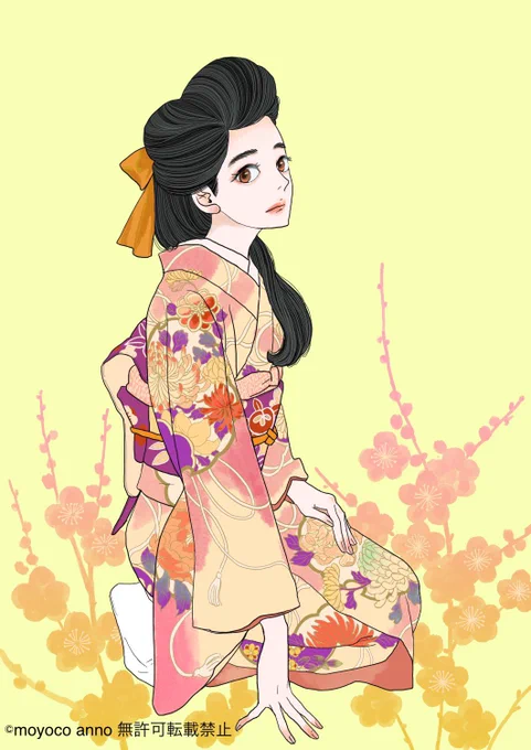 女の子の成長と健康を願う「桃の節句」華やかな着物に身を包み愛され、お祝いされてきた少女は凛とした眼差しを向け女の子から大人の女性へと成長する姿がうかがえますスタジオジブリ小冊子熱風表紙『桃の節句』(スタッフ紗)#安野モヨコ #着物 