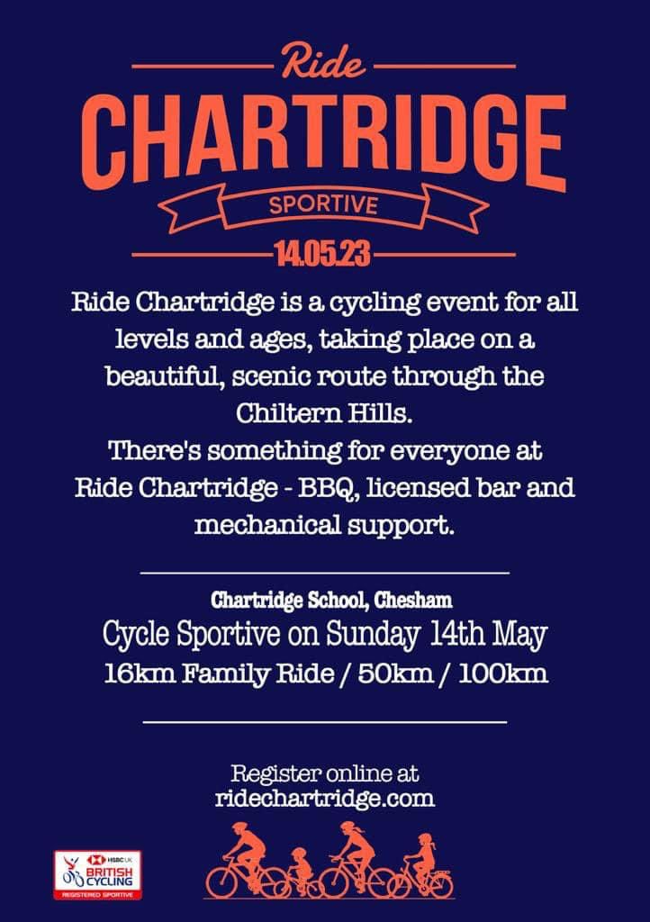Join us on Sunday 14th May for Ride Chartridge 2023.
More details can be found at ridechartridge.com