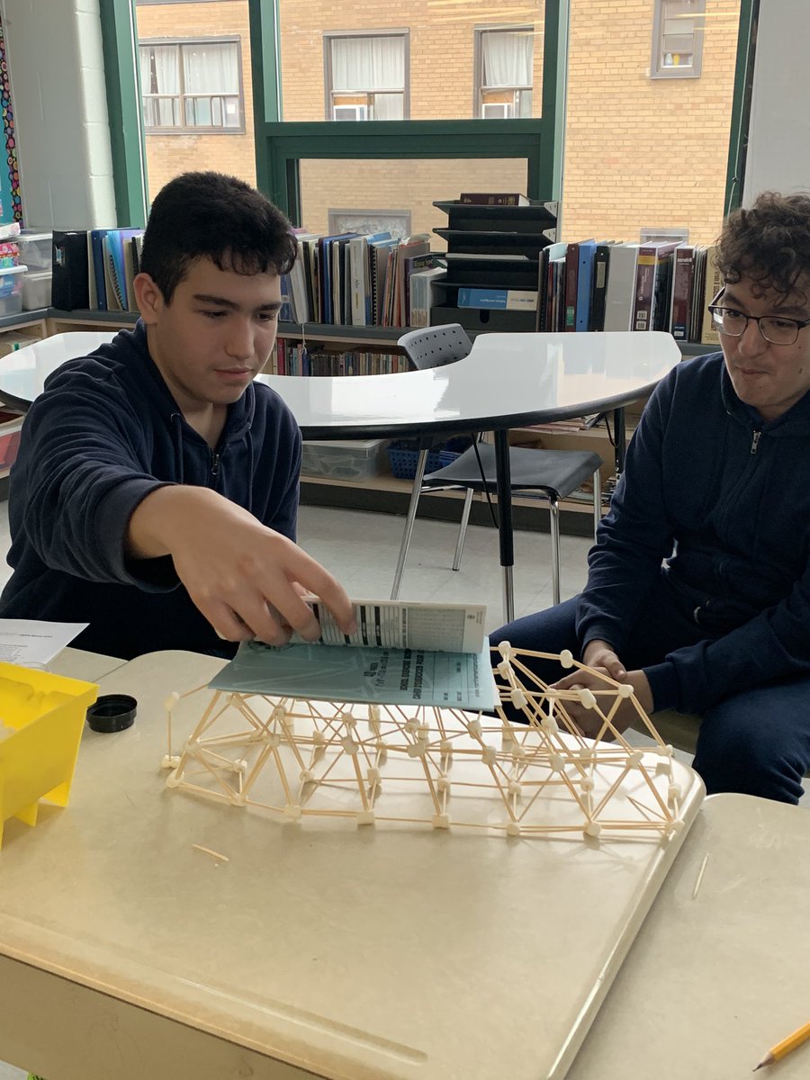 Gr. 8s building and testing structures. #Steam #handsonscience <a href="/OLVPrincipal1/">PrincipalOLV</a>