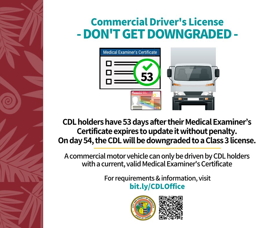 City of Honolulu on Twitter "Don’t lose your CDL privileges—keep your
