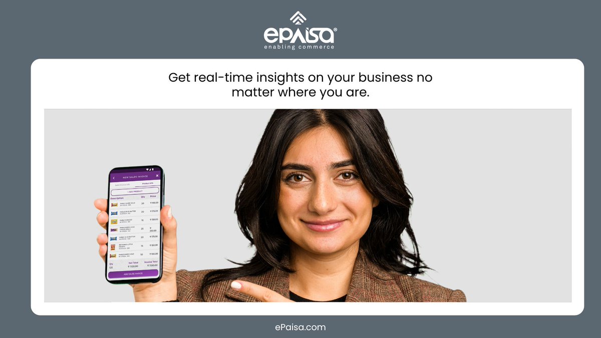 myePaisa's tweet photo. Get real-time insights on your business no matter where you are. Keep track of sales, inventory and more in one place. Get the information you need to make informed decisions and grow your business. 

#business #retail #ePaisa #PointofSale #myePaisa https://t.co/D7n4NkWApp