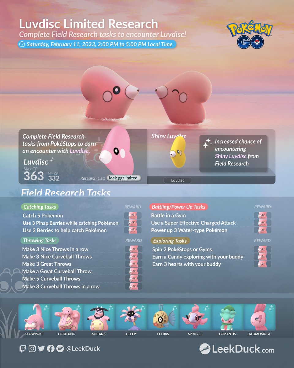RT @LeekDuck: Luvdisc Limited Research - Event Overview 

Full Details: https://t.co/kuNTZTABYP https://t.co/BhrEkcaF6P