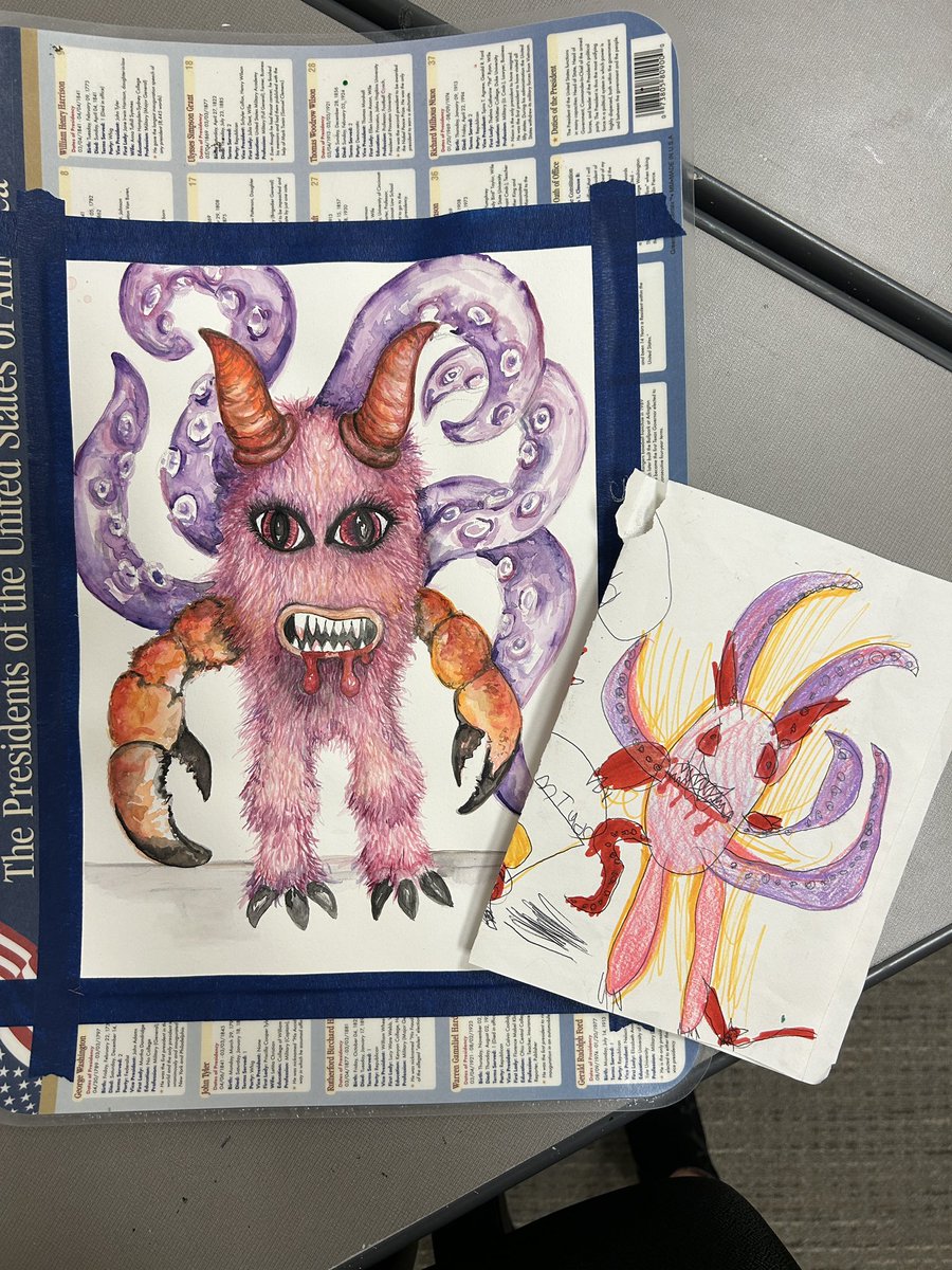 #themonsterproject is in progress. My little monster inspired this piece by ME. Having so much fun already and can’t wait to share the reimagined monsters Parkway Elementary art students created. #fcpsvanguard #learnercentered #weareVPA
