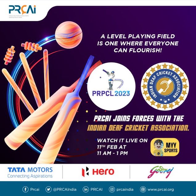 Today is a special day when Dis ‘Ability’ meets Ability as Equals! It’s an equitable world! Thank you @PRCAIndia  for promoting an equitable world of Cricket. @nitinmantri Thank you @HeroMotoCorp for your constant support & motivation @BK1902 @DICCdeafcricket @dcciofficial