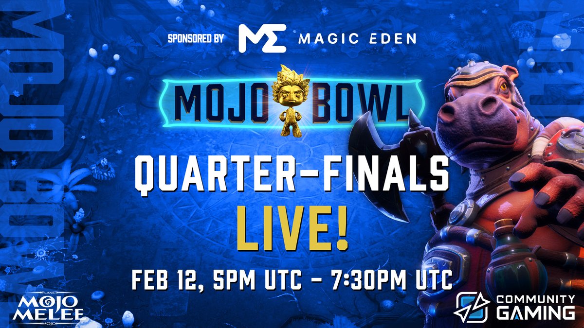 Mojo AI 🌱 (@weareplanetmojo) on Twitter photo 🏆Mojo Bowl Tournament🏆
🔥QUARTER-FINALS🔥
IS LIVE
LET’S GET READY TO RUUUMBLE!⚔️
It’s about to GO DOWN!!
WATCH HERE👉twitch.tv/communitygamin…
<a href="/MagicEden/">Magic Eden 🪄</a>
<a href="/CommunityGaming/">Community Gaming</a> 🏆Mojo Bowl Tournament🏆
🔥QUARTER-FINALS🔥
IS LIVE
LET’S GET READY TO RUUUMBLE!⚔️
It’s about to GO DOWN!!
WATCH HERE👉twitch.tv/communitygamin…
<a href="/MagicEden/">Magic Eden 🪄</a>
<a href="/CommunityGaming/">Community Gaming</a>