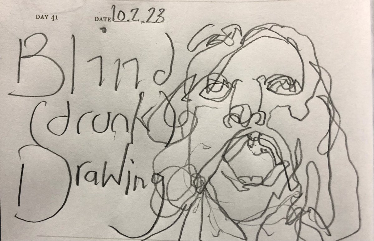 Venster67's tweet photo. One Sketch A Day 10.2.23
‘Blind (drunk) Drawing’
#blinddrawing #blinddrunk #linedrawing #endoftermdrinks #onesketchaday #sketchbook #visualdiary #art #illustration #pencilsketch https://t.co/OjOS2zkTFb