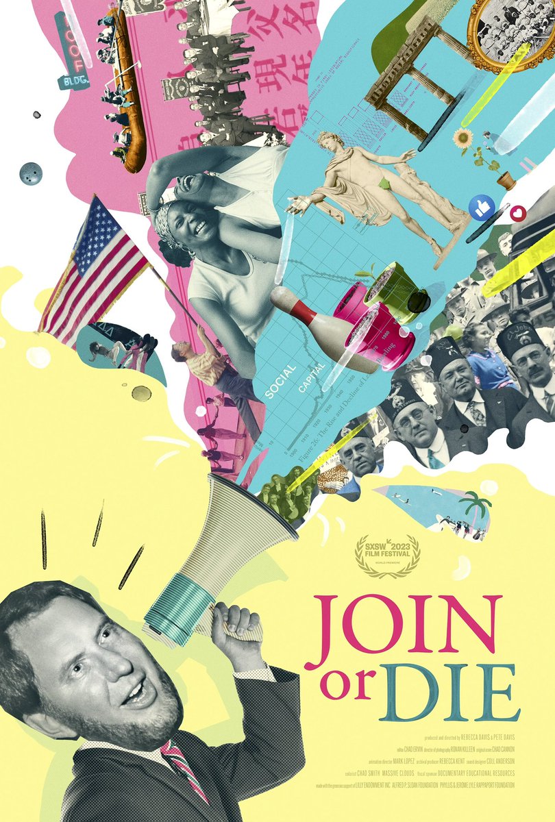 Petedavis's tweet photo. We have a poster for @JoinOrDieFilm! 🎳 Coming to a city near you later this year — and if you’re at @sxsw next month, hope to see you there at our premiere on March 12: https://t.co/1xboQj7P9A https://t.co/60aeq4RbU6