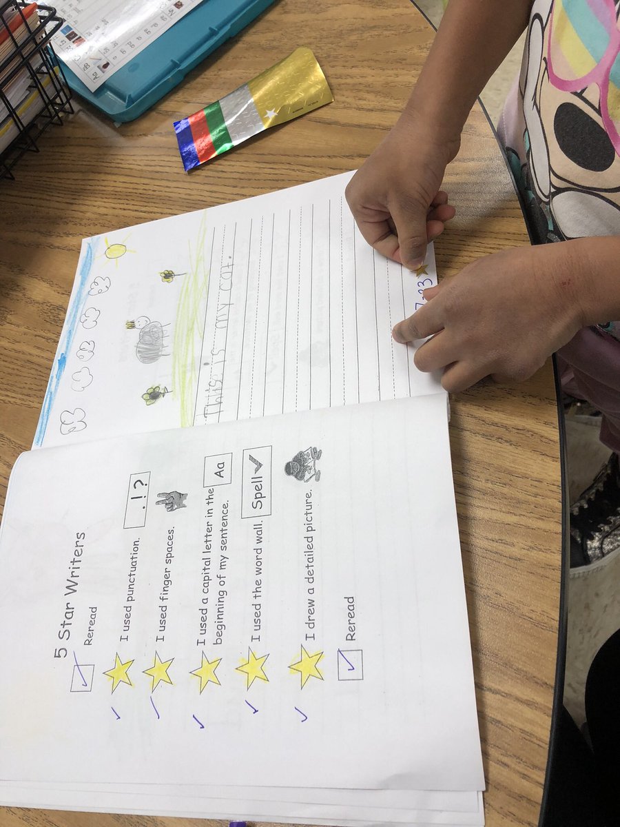 MrsGeorge_GES's tweet photo. We had writing conferences this week! Each student met with me to determine the writing goal they are setting for themselves next week. We learned that even students that wrote a perfect sentence can set goals to make their writing even better! ✏️ 🌟 https://t.co/EIAHTAGWkj
