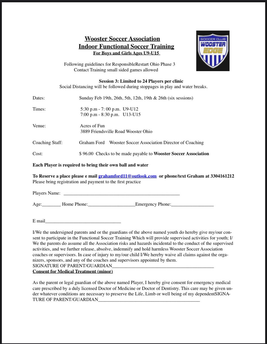 WoosterEdge's tweet photo. Last indoor sessions are here! Get registered and brush up on those foot skills before the spring season! Registration is open to anyone interested. Sessions are offered from as the U5 group all the way through High School. 

Don’t be an average player, be a great player https://t.co/qBdmEo5idZ