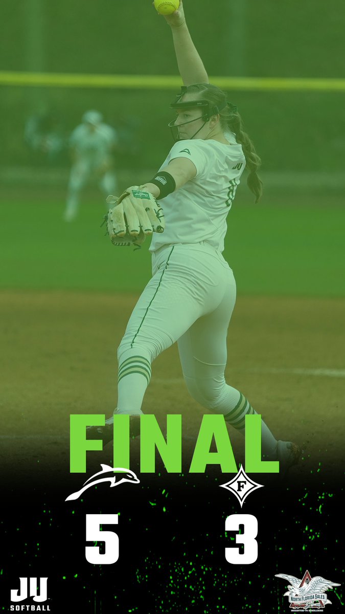 JAX_Softball's tweet photo. That's a Friday night two-for-one!

Dolphins sweep the opening day of the River City Leadoff, with a win over Furman in the nightcap!

Final score pres. by @NorthFLSales 

#JUPhinsUp #RiseTogether https://t.co/kUpEOQaXxh