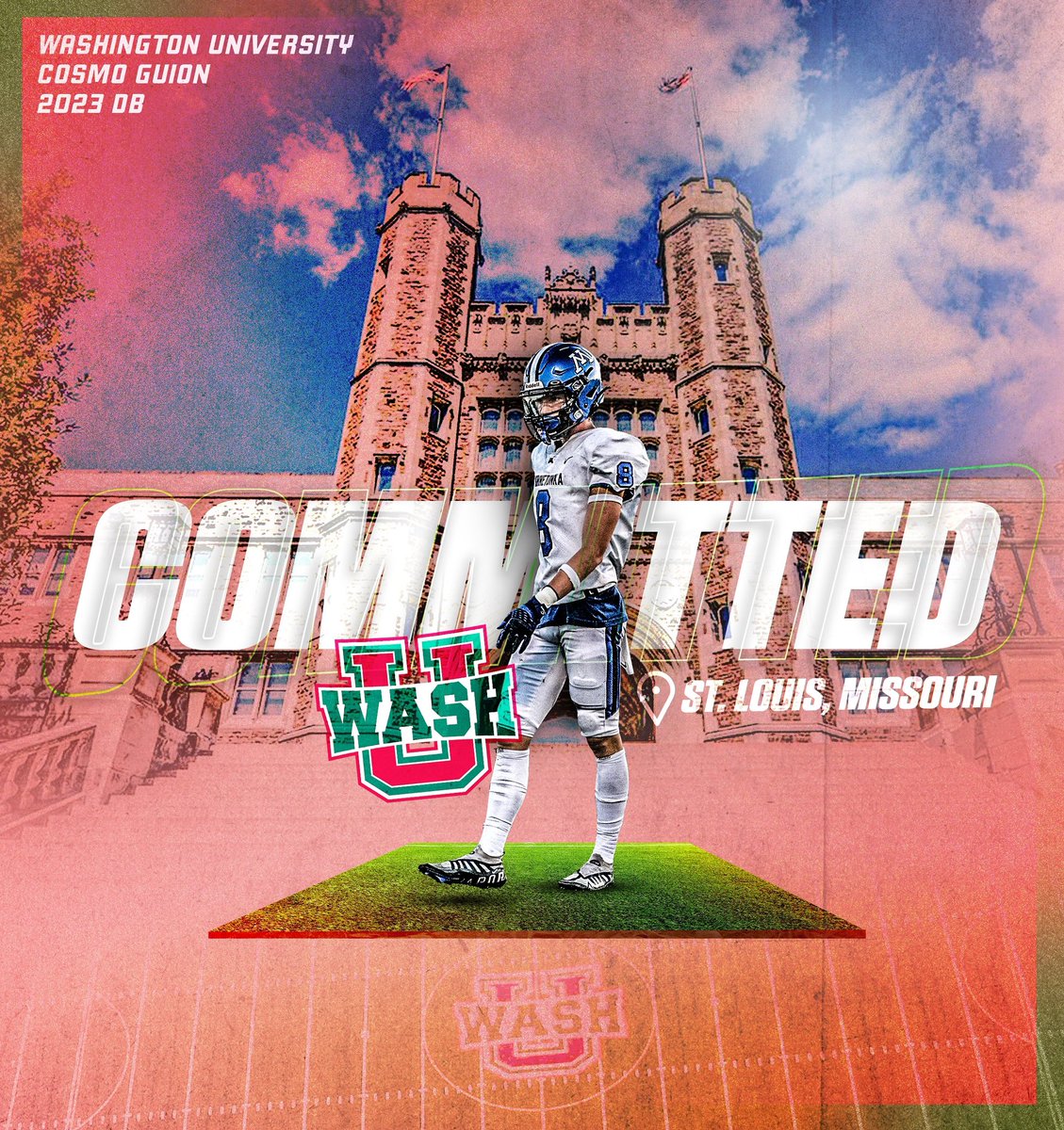 Extremely excited to announce my commitment to continue my athletic and academic career at the University of Washington in St.Louis. Cant wait for my next 4 years at WashU. #gobears🐻❤️💚@coachfish42 @washufootball @TonkaFB