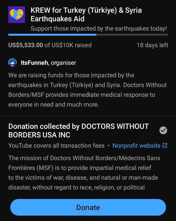Please go donate! It'll be worth it since it is a good cause! Donate for those impacted by the earthquakes in Turkey and Syria.

(If you can't donate then that's ok, just please spread it)

#krew #krewupdates #itsfunneh #krewfam #kftwt #kf #krewxkf #kreweats