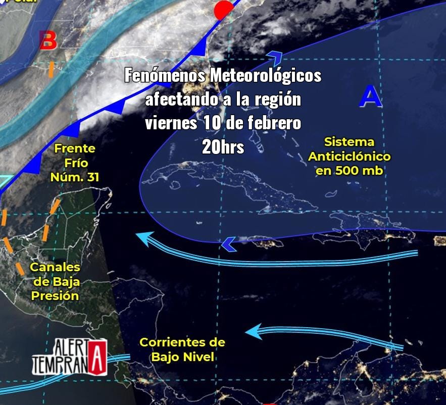 AlertaGt502's tweet photo. Cobertura Especial
#FrenteFrío31
🧵 Viernes 10 de Febrero, 20hrs

Reporte del tiempo en #Cobán #AltaVerapaz
#Guatemala

Temperatura 17ºC
Viento NE 7km/h
Medio Nublado

En breve se esperan los efectos de la #VaguadaPrefrontal del #FF31 y el sábado el ingreso del Frente Frio🌧️ 🥶 https://t.co/njfXTnjcwz