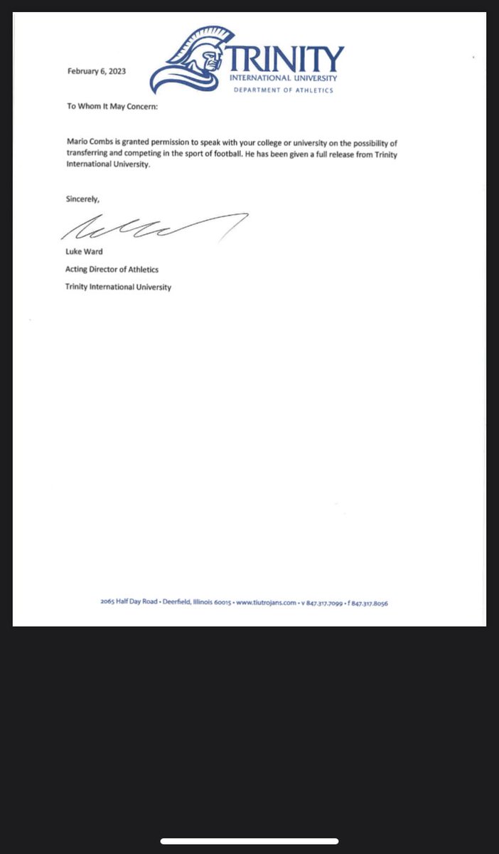 I would like to thank Trinity international university for the great opportunities it has created for me over this past year truly was a blessing! But I would like to announce I have opened my recruitment to possibly find a new home for the rest of my college career. Thank you 🙏🏾