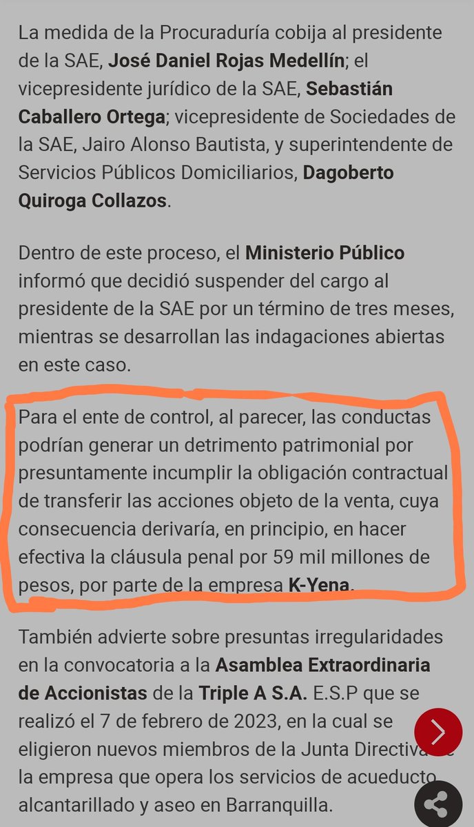 Wayunkerra's tweet photo. @PGN_COL suspende del cargo a @DanielRMed por considerar detrimento patrimonial la venta de la Triple A a K-Yena, pero no consideró detrimento patrimonial que Triple A fuera vendida por un valor casi 4 veces inferior al real. ¿Para quién trabaja la procuraduría?
#LaSAEEsElCambio https://t.co/Uc55wWCEGW