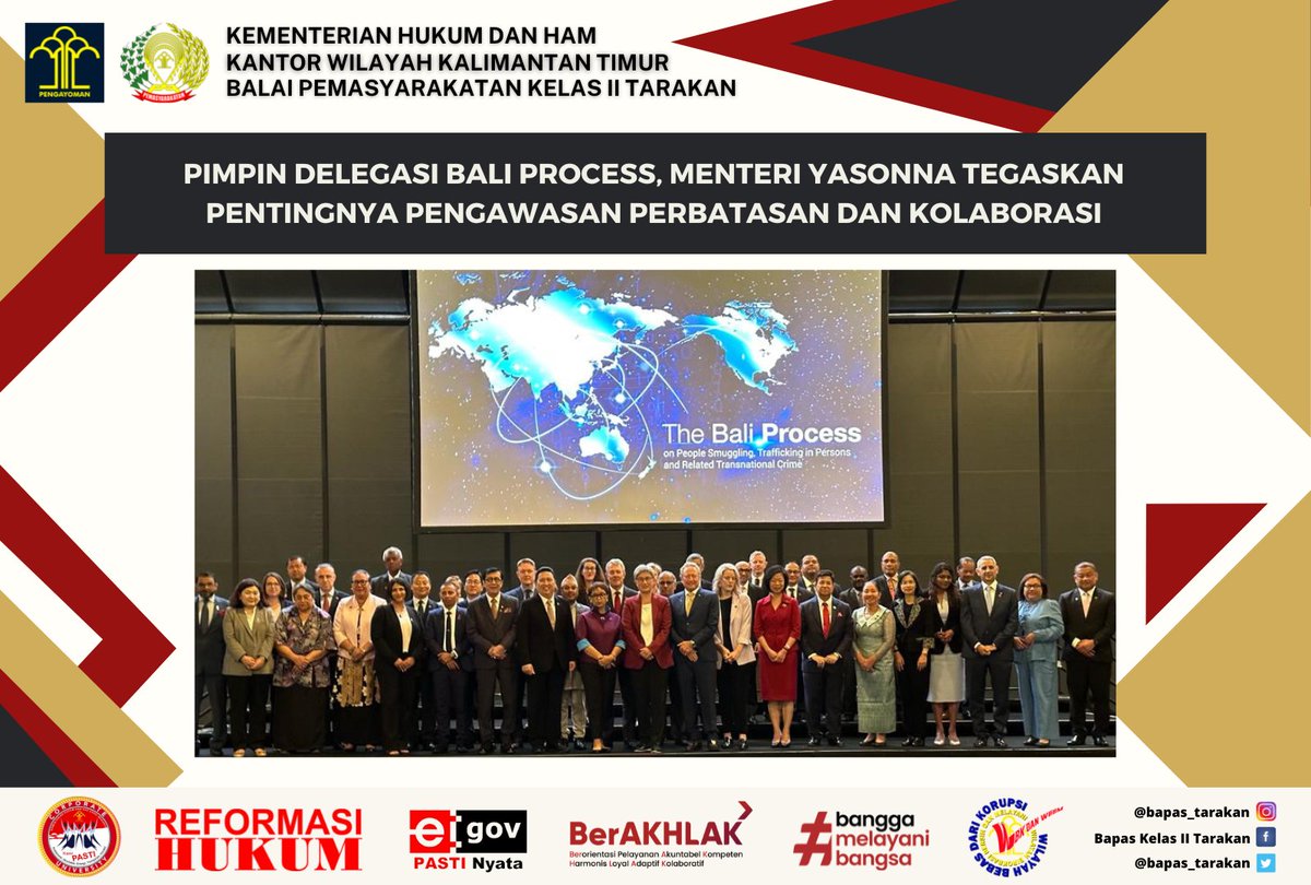 bapas_tarakan's tweet image. Pimpin Delegasi Bali Process, Menteri Yasonna Tegaskan Pentingnya Pengawasan Perbatasan dan Kolaborasi

instagram.com/p/CogVx_ZPqkf/…

#Kemenkumham #baliprocess #pemasyarakatan #kumhampasti