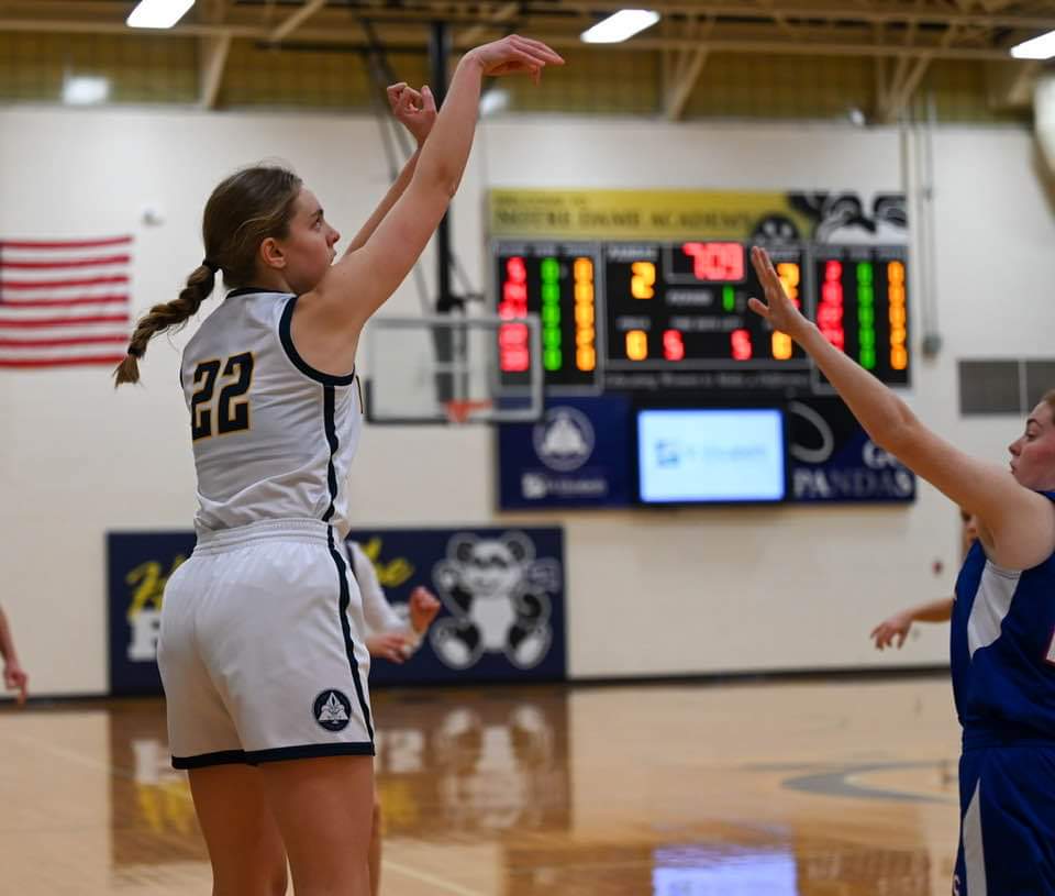 NDA_athletics's tweet photo. 🏀 paNDAs w/the W over Bracken Co. 

SR Noelle Hubert continues to 💥SHATTER💥 NDA record books, breaking the single game, made 3s with 9️⃣‼️ Noe ended the night w/3️⃣1️⃣ pts

Kirtley, Collins, Gibson, Lawrie &amp; Lenihan also making BIG contributions in pts, rebs, assists &amp; stls! https://t.co/70rRatT99i