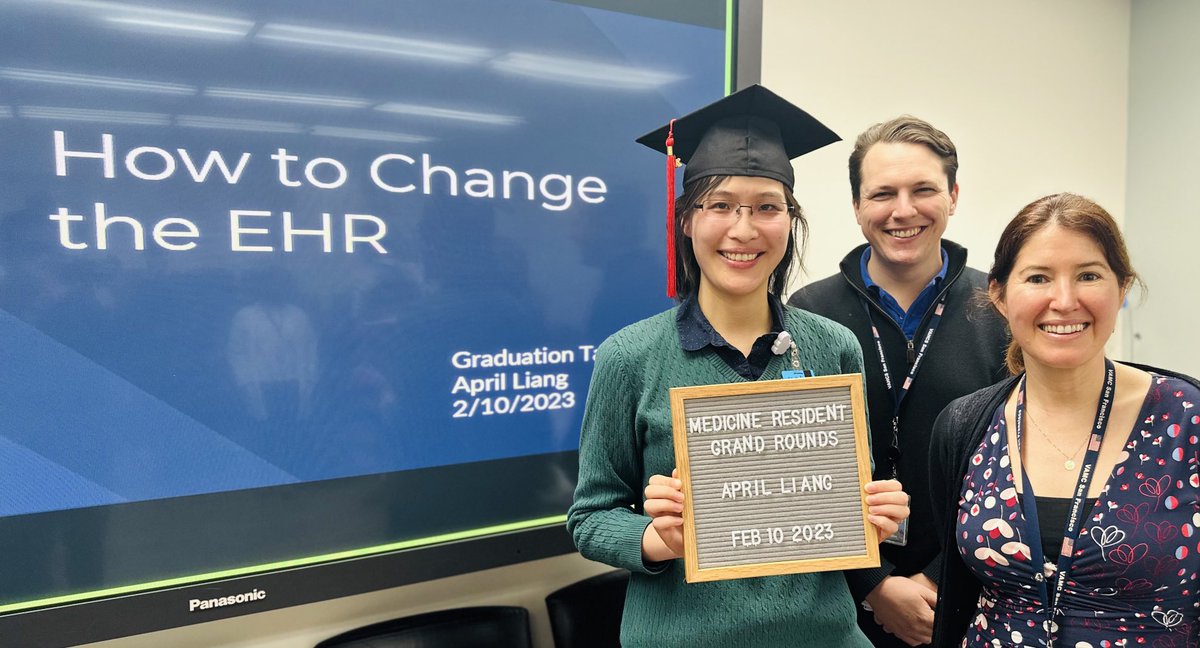 Congratulations Dr. April Liang on a fabulous ⁦<a href="/UCSFIMChiefs/">UCSF IM Chiefs</a>⁩ graduation talk making changes in the EHR to better care for our patients - I feel ready to propose my own solutions! ⁦⁦<a href="/rebeccabermanmd/">Rebecca Berman</a>⁩ ⁦<a href="/WheelerMed/">Dan Wheeler</a>⁩ ⁦<a href="/EvanWalkerMD/">Evan Walker</a>⁩
