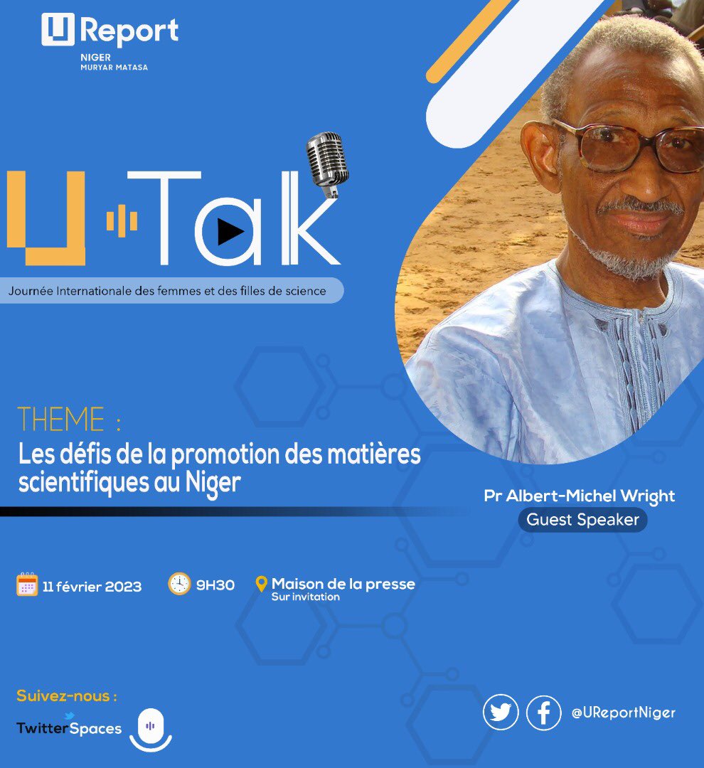 Suivez nous dès 9h30 sur notre @TwitterSpaces avec notre guest speaker Albert Michel Wright.

#MuryarMatasa
#NigerDeDemain
#WomenInScienceDay