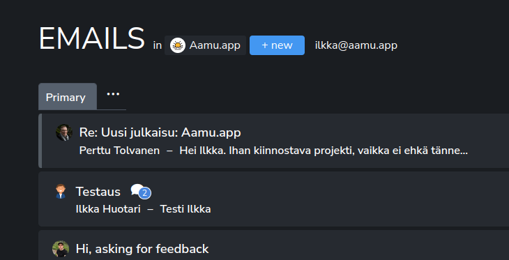 AamuApp's tweet photo. Email feature is done. Email for all your domains. https://t.co/PqtO2gYiDv