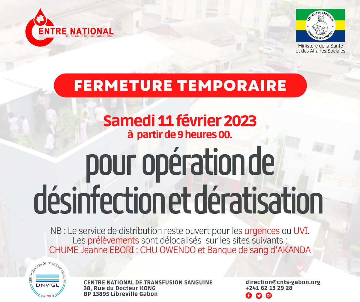 Centre National De Transfusion Sanguine - Gabon tweet media