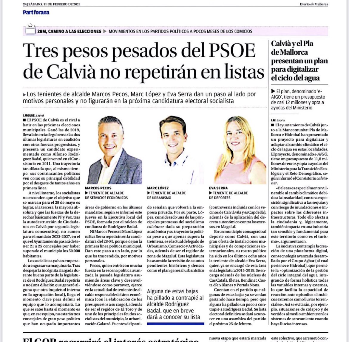 PedroAguiloMora's tweet photo. 👇🏻Todo preparado para que la poderosa concejal #NatividadFrancés -mujer muy cercana al candidato de Sánchez y Armengol a la alcaldía del ayuntamiento de @_Calvia- se haga con el control del partido, del grupo municipal y de algo más tras las elecciones municipales del 28 de mayo. https://t.co/pEyVgzn6ak