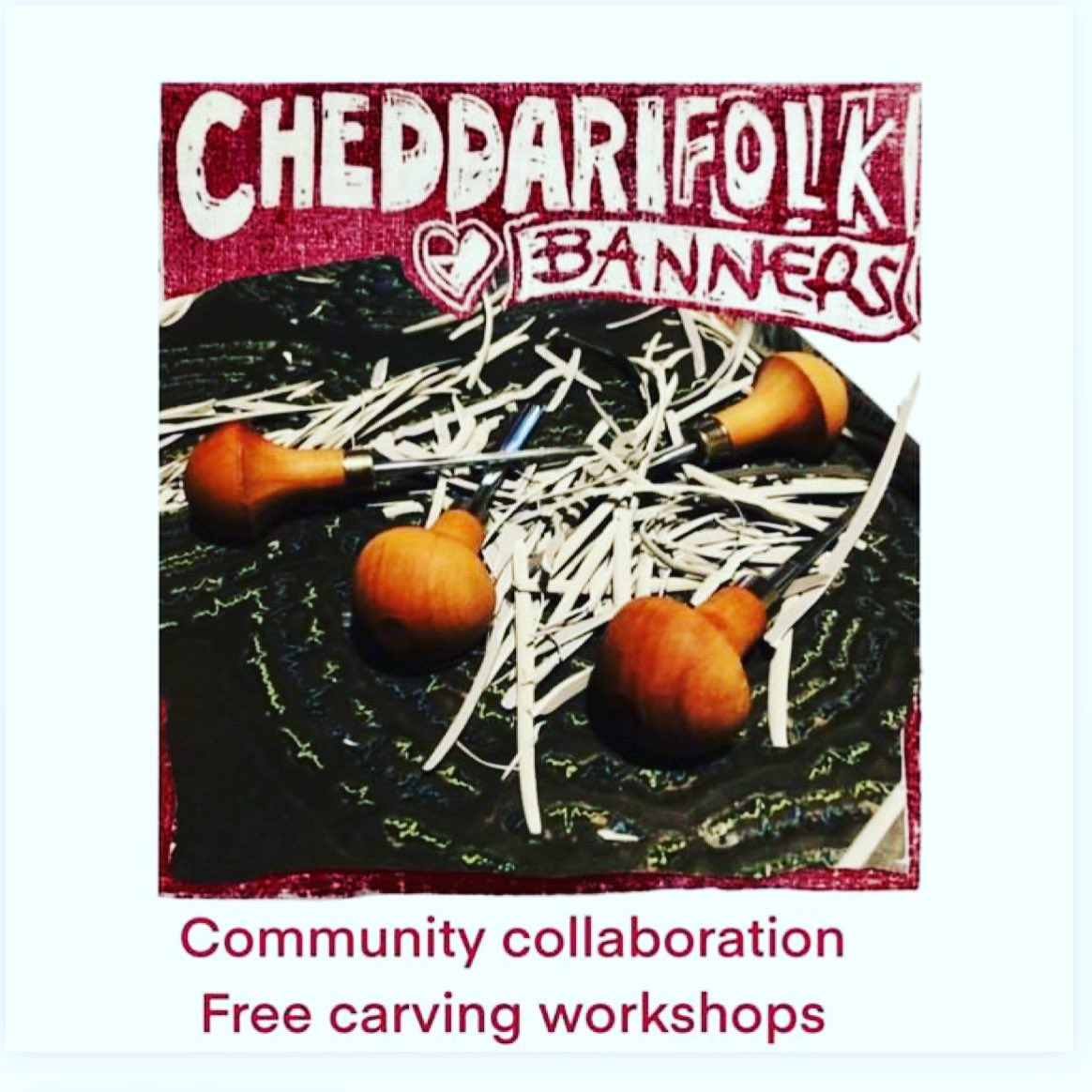 "Cheddar Folk Banners" by InkJam have been working hard within the community bringing the stories of cheddar to life with <a href="/Fairlands482/">Fairlands - Cheddar</a> &amp; <a href="/cheddar_first/">Cheddar First School</a> they now been transferred to lino for the community to help carve. Book your space! <a href="/seedsedgemoor/">Seed</a> <a href="/CheddarPC/">Cheddar Parish Council</a>
