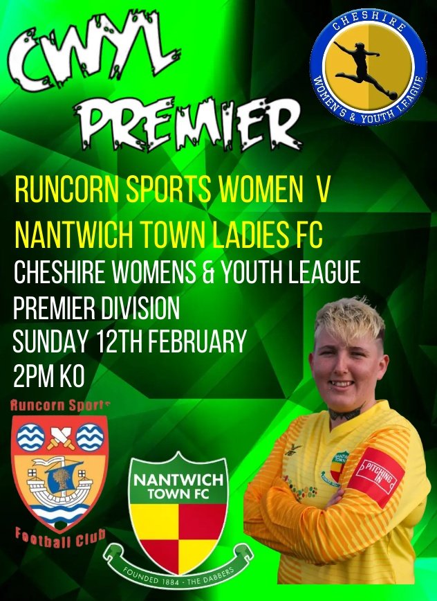 NantwichWomenFC's tweet photo. Tomorrow's match sees the dabbers make the journey to play Runcorn Sports in another clinical league clash ⚽️💚

2pm KO
Brookvale Recreation Ground
WA7 6EP

#UpTheDabbers 💚 https://t.co/yz7QdUxplw
