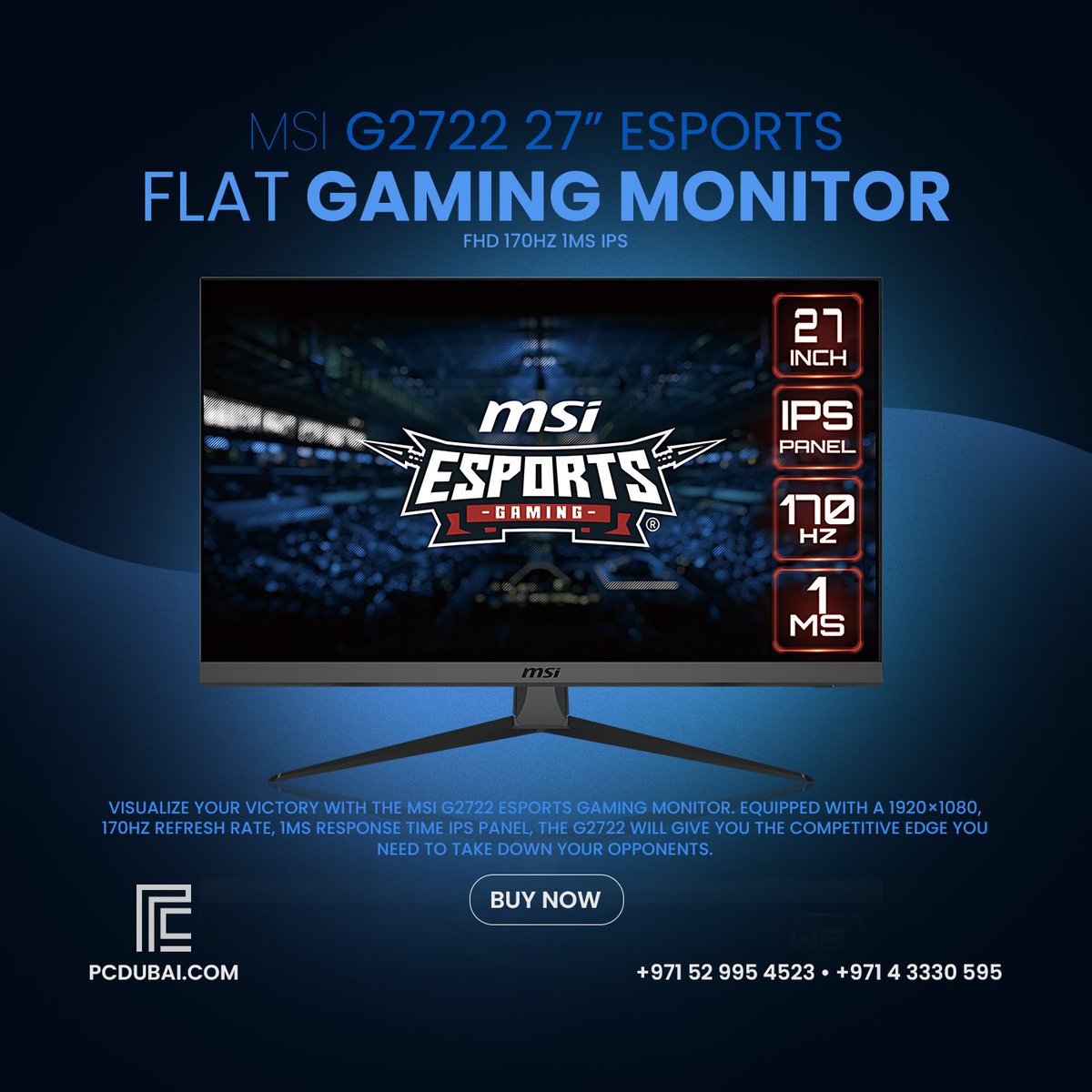 PCDubai on Twitter "Msi G2722 27″ FHD 170Hz 1ms IPS Gaming Monitor in