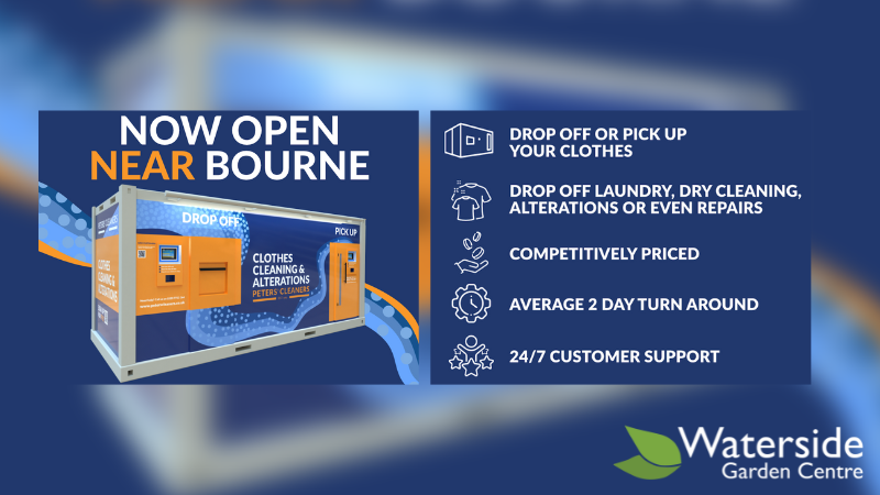 NOW OPEN AT Waterside Garden Centre 💦

Peters' Cleaners have launched its latest pod with us &amp; we're so excited. You can find the pod in our car park. 😀

💦 Dry Cleaning 💦 Laundry 💦 Shirt Service 💦 Repairs &amp; Alterations 💦 Evening Wear

For more info bit.ly/PetersCleaners