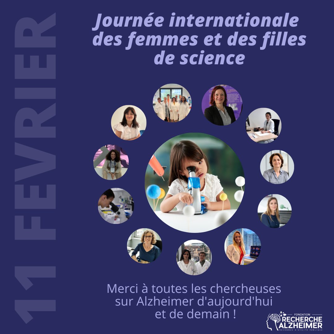 📢 Aujourd'hui #11février c'est la #journéeinternationaledesfemmesetdesfillesdescience l'occasion de remercier les#chercheuses engagées dans le combat contre la maladie d'#alzheimer.
