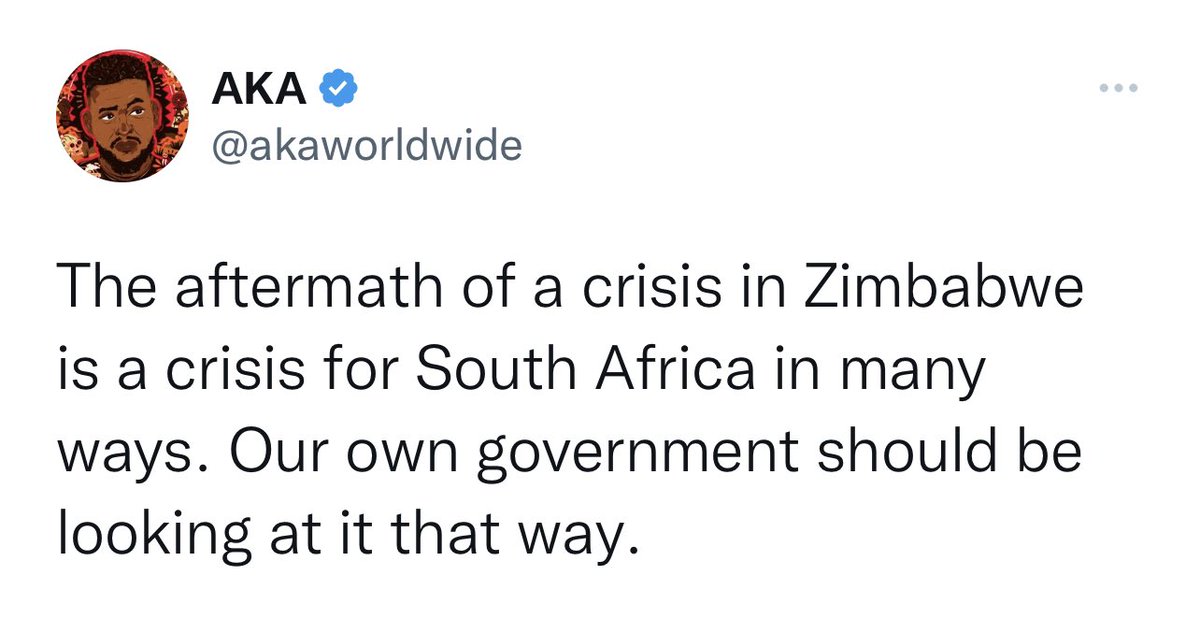 daddyhope's tweet photo. As is quite evident today on social media, millions of Zimbabweans are pained at AKA’s assassination because he stood with us in our difficult times. 

May his Soul Rest in Peace🙏🏿🙏🏿🙏🏿 https://t.co/frag8HFR6H