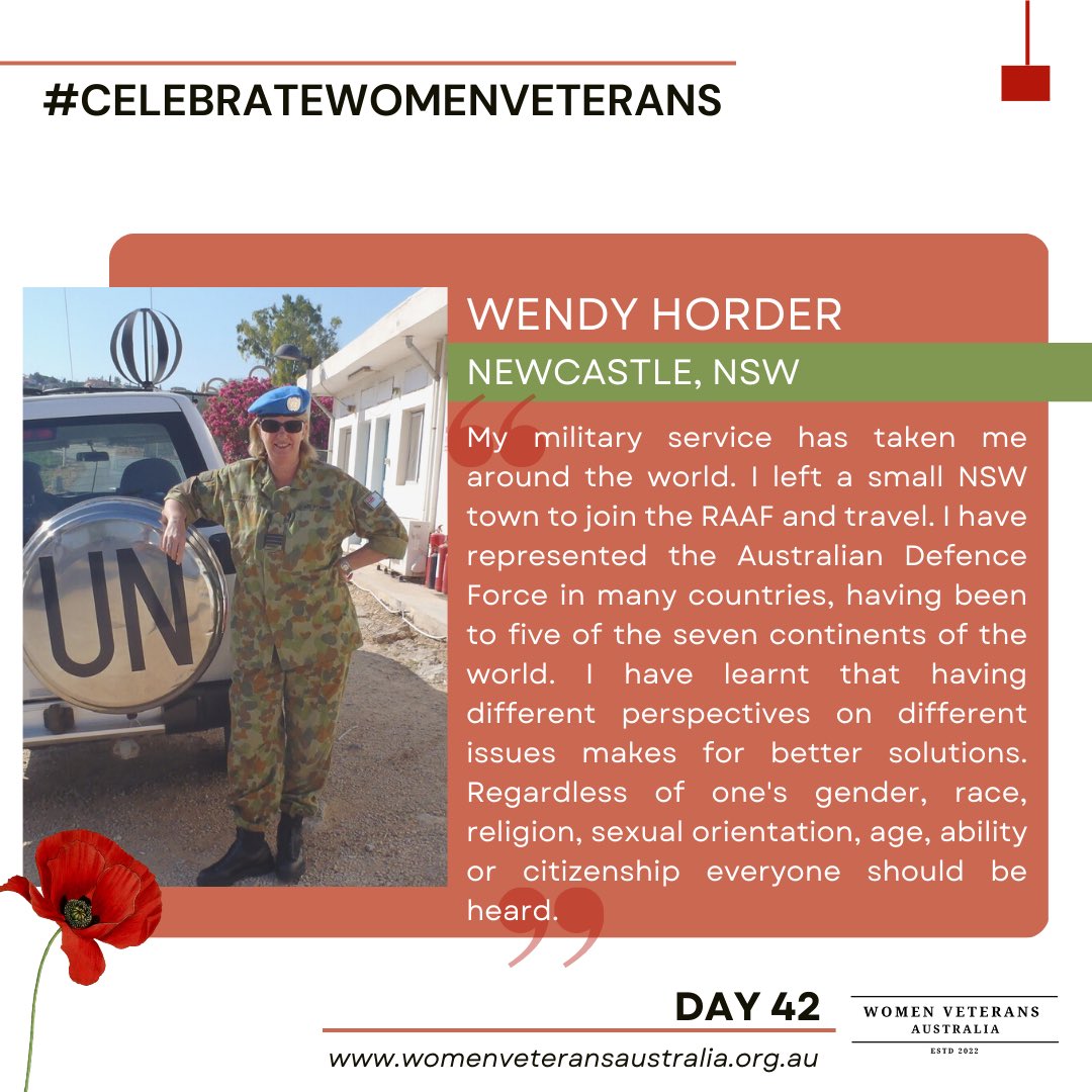 LyndsayFreeman8's tweet photo. This lady! 🙌🏼 Day 42 of #CelebrateWomenVeterans with the wonderful Wendy!

WVA is posting a profile EACH DAY of 2023. #YourADF women veterans, we need your submission:
https://t.co/laO8dOU43w https://t.co/xHOVSYFuJA