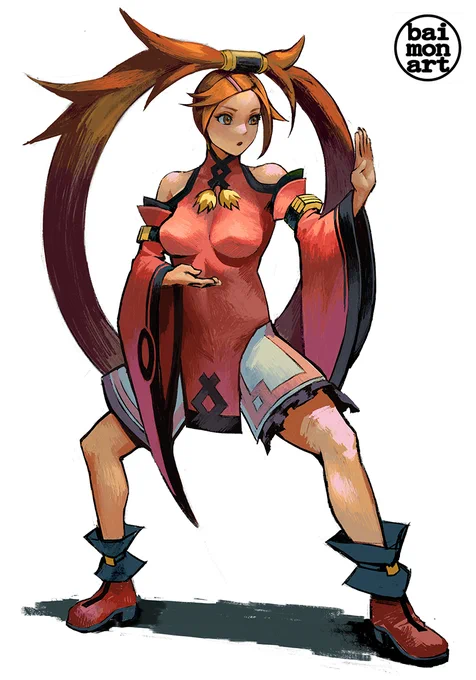 Wanted to try redesigning Jam into what she could look like in Strive. Something sporty like this might be good on her. When's my gorilla lady coming bruh #GGST 
