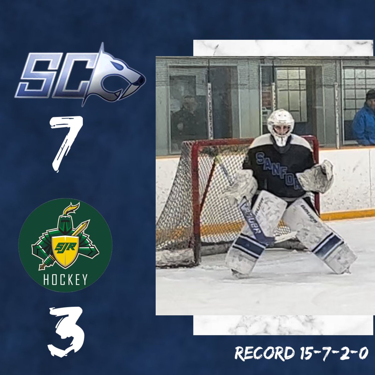 SabresBoys's tweet photo. Final league game ending our season with a 15-7-1-0-1-0 record, the Sabres defeat SJR 7-3 at the Sabre Dome. Goals by Masters 🏒, Schofield🏒, Kendall 🏒, Vassart 🏒, Robertson🏒, Rozecki 🏒, and Spicer 🏒. Wiebe in net 🥅 and POTG! https://t.co/jqfzMUFltD