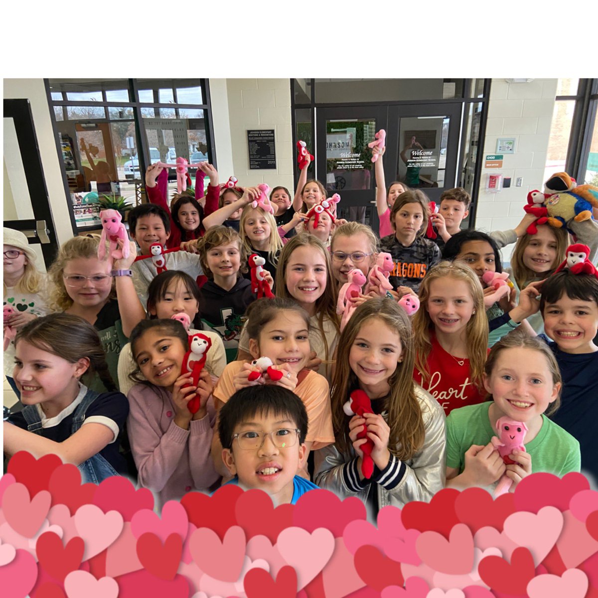 Our fourth graders solved the scavenger hunt and found the prize…Valentine monkeys! Having a blast with the fourth grade team! <a href="/Jack_D_Johnson/">Jack D. Johnson</a> <a href="/82randalldragon/">Kathy Randall</a> <a href="/ms_lee17/">Ms. Lee</a> <a href="/KendraCheek87/">Kendra Cheek</a> <a href="/amendoza4dragon/">Andrea Mendoza</a> <a href="/Anderson_4JES/">Nicole Anderson</a>