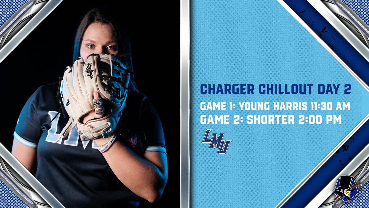 LMU_Softball's tweet photo. DAY 2 OF THE CHARGER CHILLOUT!!!
GAME 1 IS @ 11:30 AM VS YOUNG HARRIS
GAME 2 IS @ 2 PM VS SHORTER

*ALL GAMES ARE IN CENTRAL TIME ZONE*

#SPLITON⚒️🥎 https://t.co/iysQCW8xy6