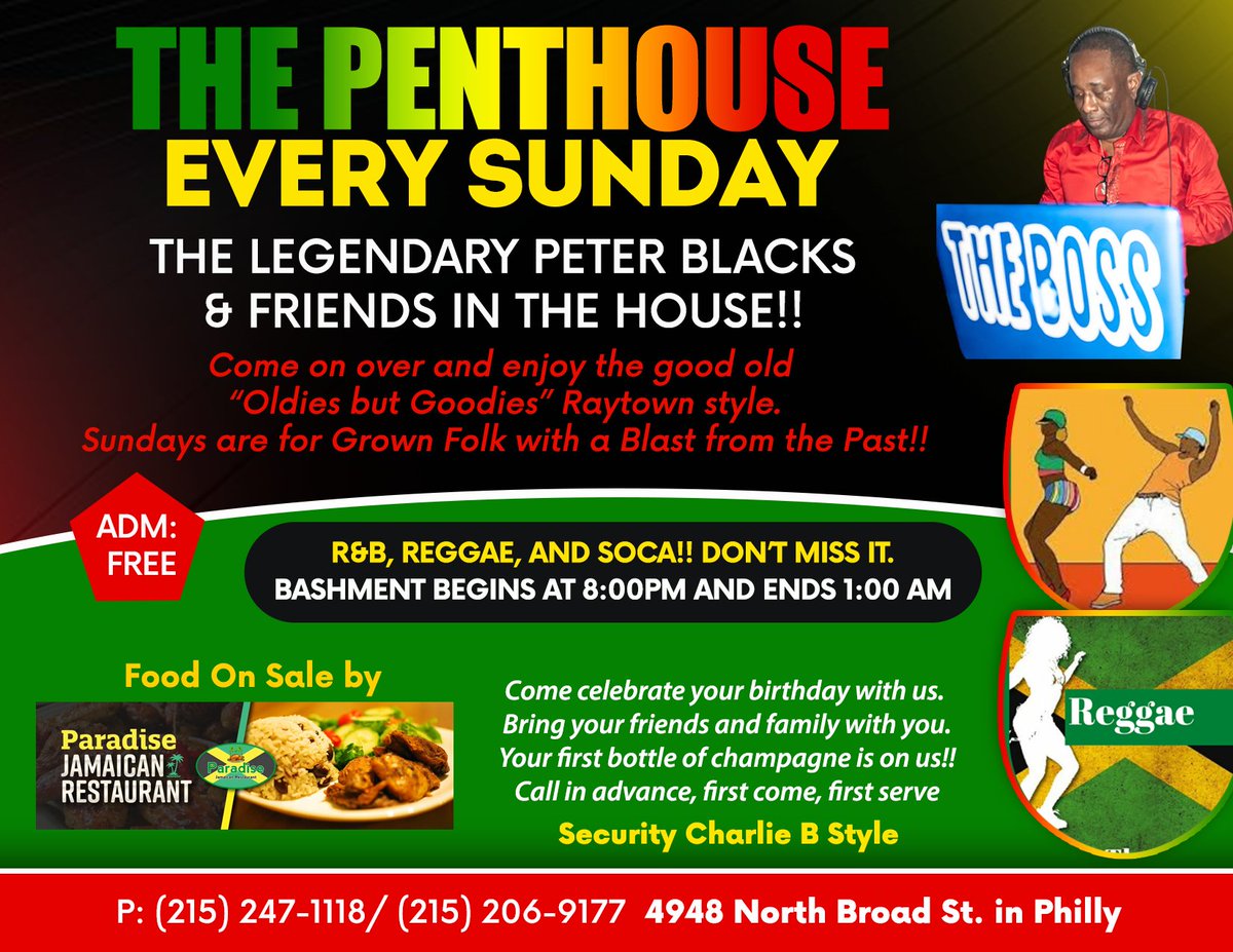 ParadiseJamaic1's tweet image. It’s DJ Chris, and Mitzie’s birthday party this Sunday! 
Come on over and join in the celebration. Birthday party first bottle of champagne is on us!! #riverdeck #RedwineRestaurant #visitphilly #phillyfunguide #peterblacks #Reggae