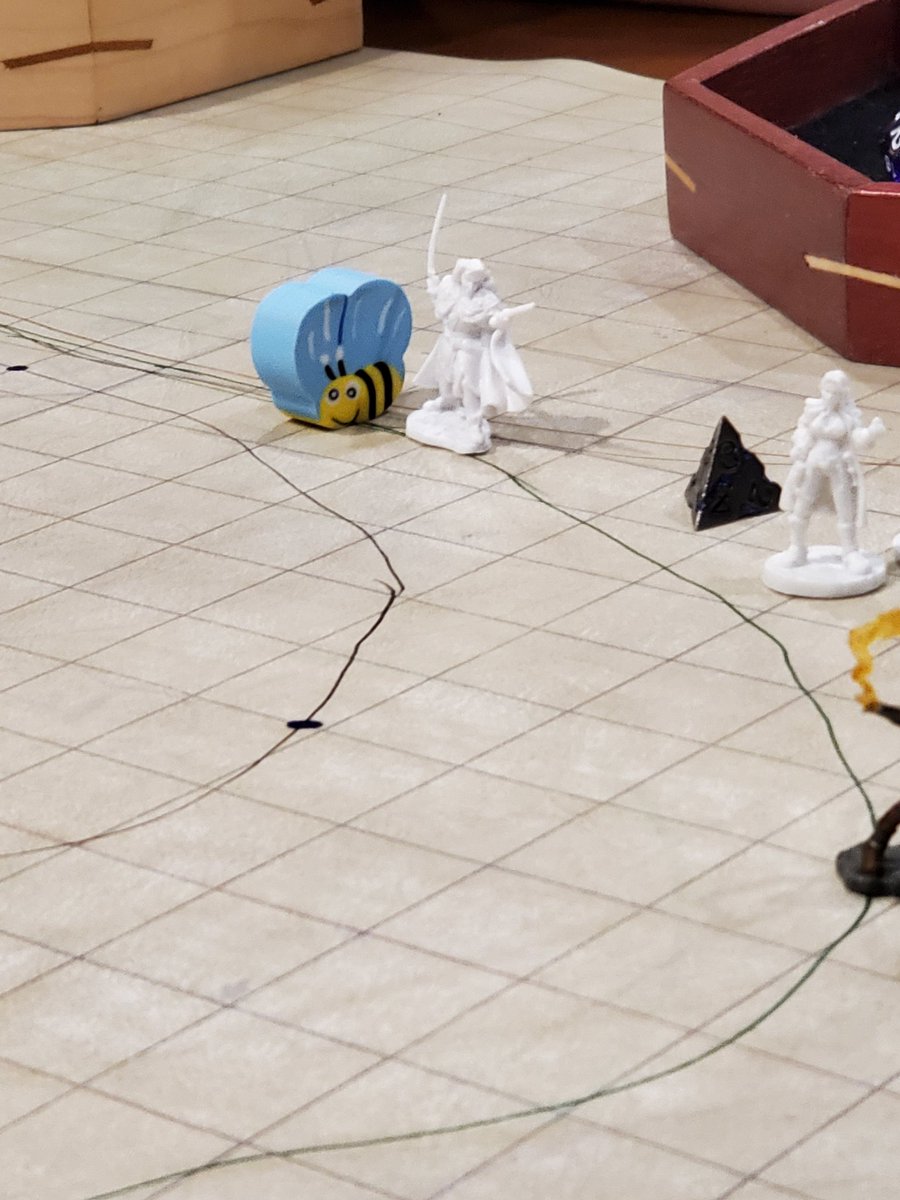 Mrs_Jaybird's tweet photo. When you're playing D&amp;D and forget your figure... bumblebee eraser for the win. https://t.co/TjE8j4t92R