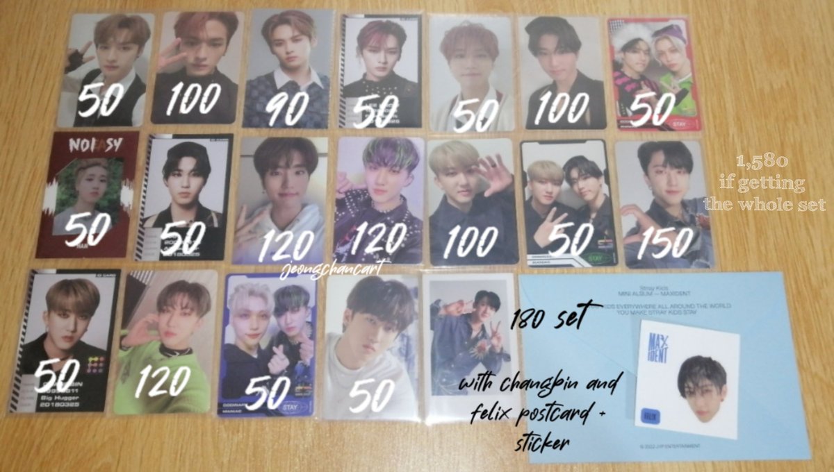 jeongchancart's tweet photo. wts lfb skz ph pc maxident nacific go live oddinary

stray kids photocards (mostly lee know, han &amp; changbin)
- prices on pics
- available in sets &amp; tingi
- if getting from 1st &amp; 2nd pic, must get 3 or more from 3rd or 4th pic
- open ww but must have ph add
- dm / reply to claim! https://t.co/ouMdo1h12Q