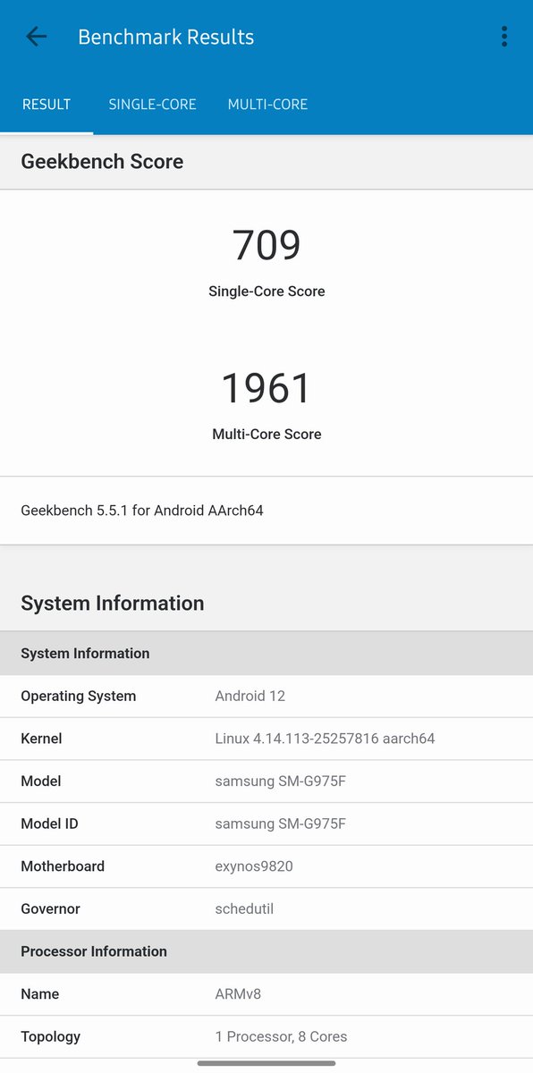 My 4 year old Samsung Galaxy S10 Plus (Exynos 9820) benchmark score.
#exynos #benchmark #Geekbench #samsung #galaxys10plus #GalaxyS23Ultra