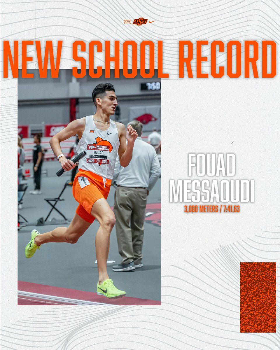 Oklahoma State XC/T&F (@run4okstate) on Twitter photo BACK-TO-BACK SCHOOL RECORDS๐คฏ๐คฏ
<a href="/FouadMessaoud01/">Fouad Messaoudi</a> breaks his own school record in the 3,000 Meters for the SECOND TIME THIS SEASON with his time of 7:41.63 ๐ซข
#GoPokes I #run4okstate BACK-TO-BACK SCHOOL RECORDS๐คฏ๐คฏ
<a href="/FouadMessaoud01/">Fouad Messaoudi</a> breaks his own school record in the 3,000 Meters for the SECOND TIME THIS SEASON with his time of 7:41.63 ๐ซข
#GoPokes I #run4okstate